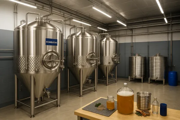 Commercial kombucha fermentation room